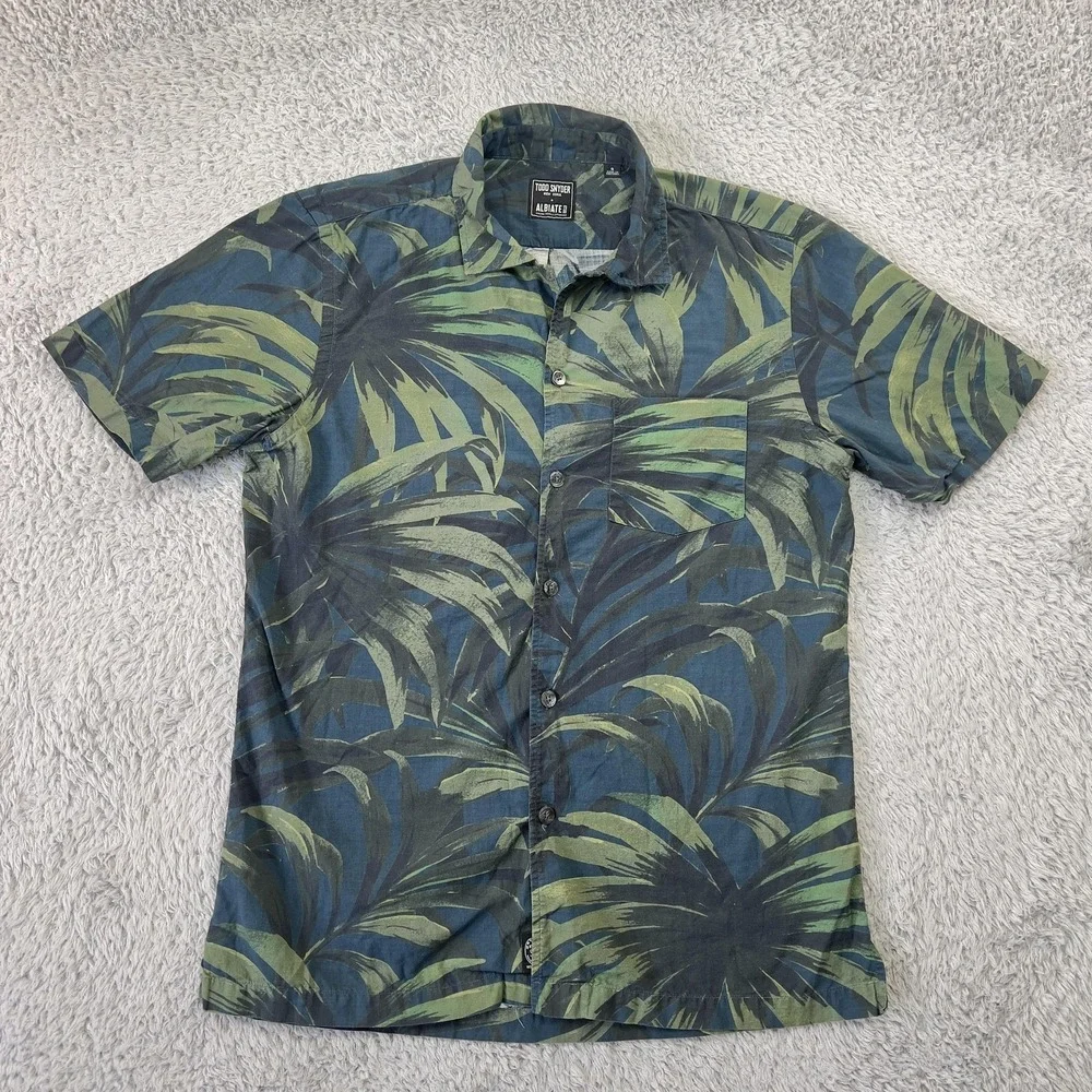 Todd Snyder Albiate Palm Leaf Camp Shirt Mens S Short Sleeve Cotton Linen Resort